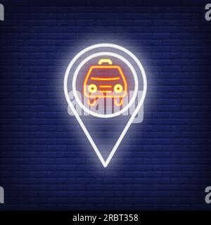 Panneau de signalisation au néon pour la géolocalisation des taxis Illustration de Vecteur