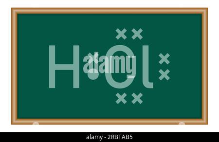 Structure de points d'électrons de Lewis pour une molécule de chlorure d'hydrogène. Structure de lewis HCl. Ressources pour enseignants et étudiants. Illustration de Vecteur