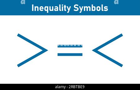 Symbole inférieur à supérieur et égal en mathématiques. symboles d'inégalité. Ressources mathématiques pour les enseignants et les élèves. Illustration de Vecteur