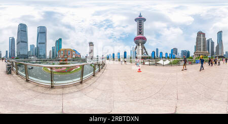 Vue panoramique à 360° de Rond-point de Mingzhu, Pudong, Tour de la Perle orientale, Shanghai, Chine