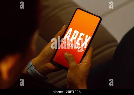 Brésil. 10 juillet 2023. Sur cette photo, le logo Apex Legends est affiché sur l'écran d'un smartphone. Crédit : SOPA Images Limited/Alamy Live News Banque D'Images