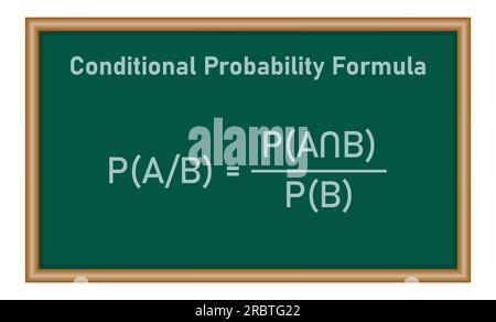 Formule de probabilité conditionnelle en théorie des probabilités. Ressources mathématiques pour les enseignants et les élèves. Illustration de Vecteur