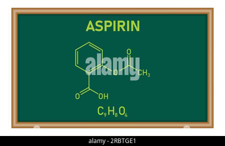 Structure chimique de l'aspirine ou de l'acide acétylsalicylique (C9H8O4). Ressources chimiques pour les enseignants et les étudiants. Ressources de chimie pour les enseignants et stu Illustration de Vecteur