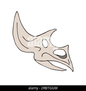 Crâne de dinosaure triceratops dessiné à la main vecteur Illustration de Vecteur
