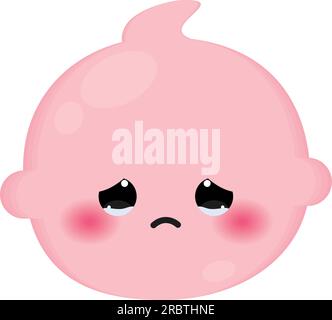 Vecteur d'icône d'emoji de bébé pleurant mignon isolé Illustration de Vecteur