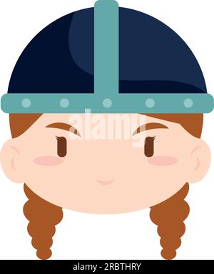 Isolé mignon chibi femelle viking personnage avatar Vector Illustration de Vecteur