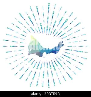 Forme de Providenciales, éclat de soleil polygonal. Carte de l'île avec des rayons d'étoiles colorés. Providenciales illustration en numérique, technologie, Internet, Illustration de Vecteur