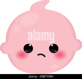 Vecteur d'icône d'emoji triste bébé mignon coloré isolé Illustration de Vecteur