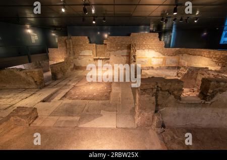 Classé au patrimoine mondial de l'UNESCO, l'Ortaglia Domus est un monument majeur de Brescia. Ici en particulier les mosaïques Banque D'Images