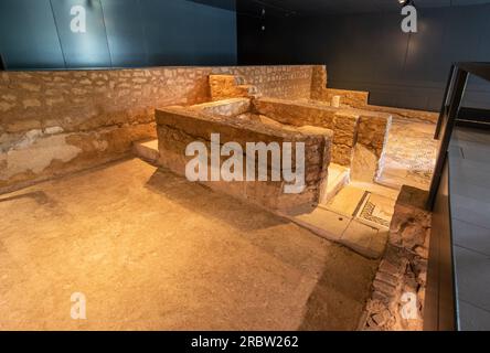 Classé au patrimoine mondial de l'UNESCO, l'Ortaglia Domus est un monument majeur de Brescia. Ici en particulier les mosaïques Banque D'Images