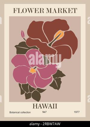 Abstract Flower Market Hawaii affiche art vectoriel Illustration de Vecteur