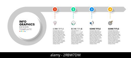 Modèle d'infographie avec icônes et 4 options ou étapes. Ligne. Peut être utilisé pour la mise en page de flux de travail, le diagramme, la bannière, la conception Web. Illustration vectorielle Illustration de Vecteur