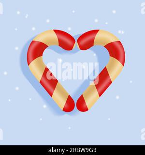 Bonbons rouges de Noël en forme de cœur Illustration de Vecteur