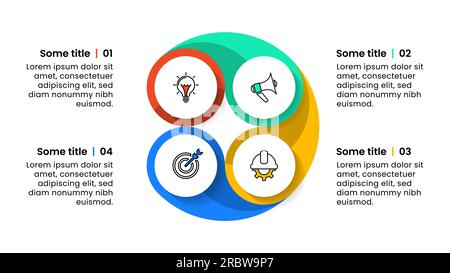 Modèle infographique avec icônes et 4 options ou étapes. Cycle. Peut être utilisé pour la mise en page de flux de travail, diagramme, bannière, webdesign. Illustration vectorielle Illustration de Vecteur