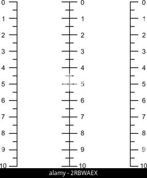 Ensemble d'échelles de règle verticale avec marquage de 10 cm. Cartes de mesure en centimètres. Mathématiques de mesure de distance, de hauteur ou de longueur ou outils de couture. Illustration graphique vectorielle Illustration de Vecteur