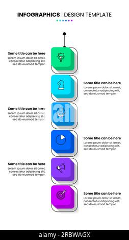 Modèle d'infographie avec icônes et 6 options ou étapes. Ligne isométrique. Peut être utilisé pour la mise en page de flux de travail, le diagramme, la bannière, la conception Web. Illustration vectorielle Illustration de Vecteur