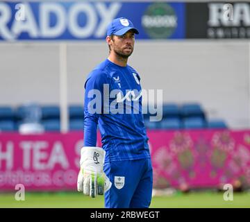 Oval, Angleterre. 11 juillet 2023. Ben Foakes du Surrey County Cricket Club se réchauffe avant le match de championnat LV= County entre le Surrey CCC et le Nottinghamshire CCC. Crédit : Nigel Bramley/Alamy Live News Banque D'Images