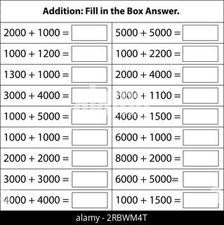 Ajout de numéros. Basic Kid Math Chart pour les opérations d'addition dans l'éducation scolaire. isolé sur fond blanc. Illustration graphique vectorielle. Illustration de Vecteur