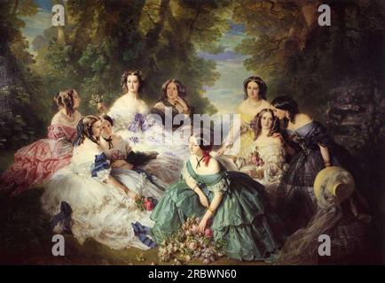 L'impératrice Eugénie, entourée de ses dames d'honneur 1855 de Franz Xaver Winterhalter Banque D'Images