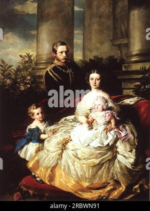 Empereur Frédéric III d'Allemagne, roi de Prusse avec son épouse, l'impératrice Victoria, et leurs enfants, le prince William et la princesse Charlotte 1862 par Franz Xaver Winterhalter Banque D'Images