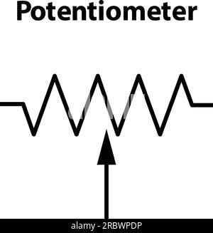 Symbole électronique du potentiomètre de Illustration des symboles du circuit de base. Symboles électriques, contenu d'étude des étudiants en physique. Potentiomètre. Illustration de Vecteur