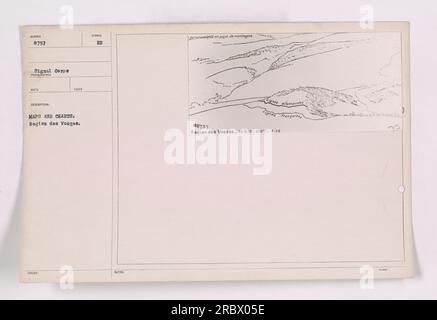 Une photographie montrant une collection de cartes et de cartes de la région des Vosges pendant la première Guerre mondiale. Ces cartes ont été utilisées par le personnel militaire pour naviguer sur le terrain montagneux. Sur la carte, il y a des symboles indiquant l'emplacement des troupes allemandes et françaises. La photographie a été prise le 25 mai 1917. Banque D'Images