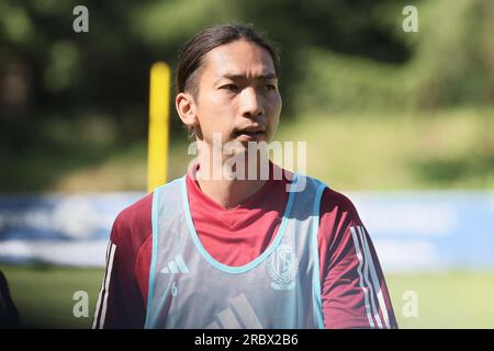 Hoenderloo, pays-Bas. 11 juillet 2023. Hayaho Kawabe de Standard photographié lors d'une séance d'entraînement de l'équipe belge de football de première division Standard de Liège lors de leur camp d'entraînement d'été, mardi 11 juillet 2023 à Hoenderloo, pour préparer la saison 2023-2024 à venir. BELGA PHOTO BRUNO FAHY crédit : Belga News Agency/Alamy Live News Banque D'Images