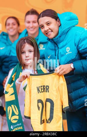 Melbourne, Victoria, Australie. 11 juillet 2023. MELBOURNE, AUSTRALIE - 11 JUILLET : Sam Kerr d'Australie à la coupe du monde féminine Matildas annonce et présentation de l'équipe à Federation Square le 11 juillet 2023 à Melbourne, Australie. (Image de crédit : © Chris Putnam/ZUMA Press Wire) USAGE ÉDITORIAL SEULEMENT! Non destiné à UN USAGE commercial ! Crédit : ZUMA Press, Inc./Alamy Live News Banque D'Images