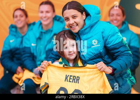 Melbourne, Victoria, Australie. 11 juillet 2023. MELBOURNE, AUSTRALIE - 11 JUILLET : Sam Kerr d'Australie à la coupe du monde féminine Matildas annonce et présentation de l'équipe à Federation Square le 11 juillet 2023 à Melbourne, Australie. (Image de crédit : © Chris Putnam/ZUMA Press Wire) USAGE ÉDITORIAL SEULEMENT! Non destiné à UN USAGE commercial ! Crédit : ZUMA Press, Inc./Alamy Live News Banque D'Images