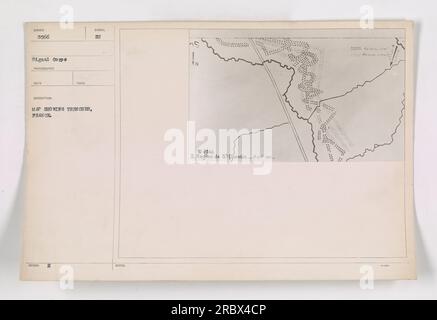 Une carte indiquant l'emplacement des tranchées en France pendant la première Guerre mondiale. La photographie a été prise en avril 1917 dans la région de St Quentin. La carte affiche les tranchées et est marquée par le symbole « H » (fin) Banque D'Images