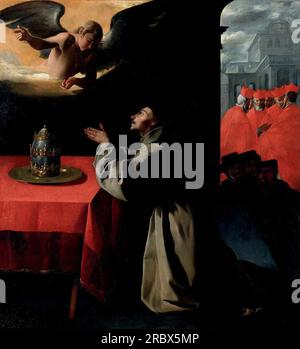 La prière de St. Bonaventura à propos de la sélection de Francisco de Zurbaran Banque D'Images