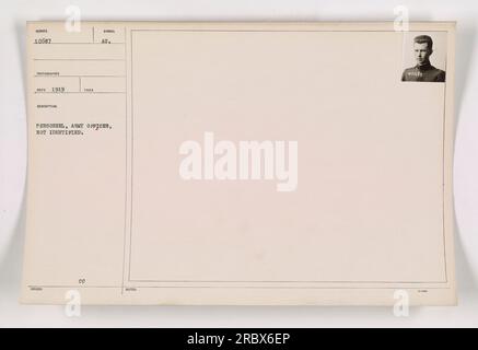 Un officier non identifié de l'armée américaine photographié pendant la première Guerre mondiale. L'image est numérotée 10687 et a été prise en 1919. Le grade et l'unité de l'officier ne sont pas précisés. La photographie fait partie d'une collection d'activités militaires américaines pendant la guerre, étiquetée NUMER 10687 dans la série. Banque D'Images