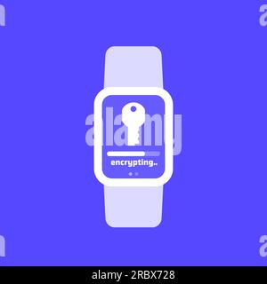 Cryptage des données personnelles dans la montre intelligente, vecteur Illustration de Vecteur