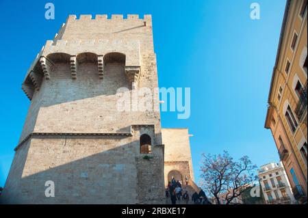 Porta de Serrans, Plaça dels Furs, Valence, Espagne, Europe Banque D'Images