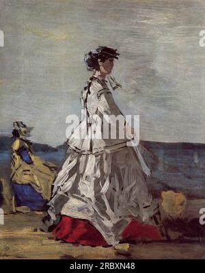 Princesse Pauline Metternich sur la plage vers 1865 ; France par Eugène Boudin Banque D'Images