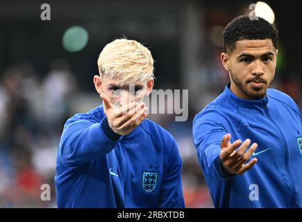 BATUMI, GÉORGIE - 8 JUILLET : Anthony Gordon, Levi Colwill d'Angleterre lors du match final de l'Euro 2023 des moins de 21 ans de l'UEFA entre l'Angleterre et l'Espagne le 8 juillet, Banque D'Images