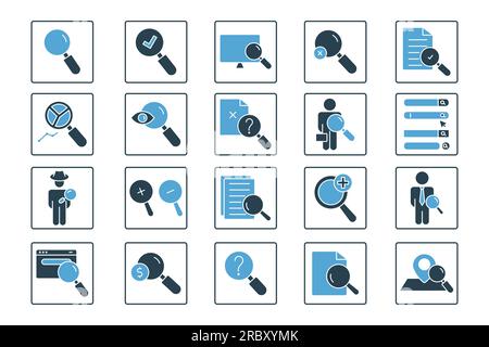 Icône de jeu de recherche. Contient icône loupe, trouver, moteur de recherche, recherche d'emploi, détective, recherche payante, et plus encore. Design emblématique solide. Vecteur simple de Illustration de Vecteur