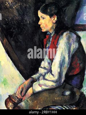 Garçon dans un gilet rouge 1890 par Paul Cézanne Banque D'Images