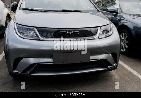 Minsk, Biélorussie, juillet 2023 - nouvelle voiture EV BYD. automobile populaire chinoise Banque D'Images