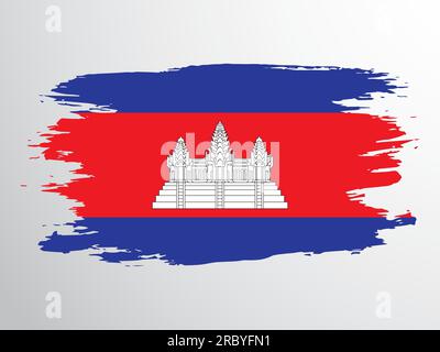 Drapeau national du Cambodge peint au pinceau Illustration de Vecteur