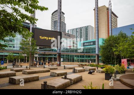 Salford Manchester Royaume-Uni juillet 08 2023 ville des médias à Salford Quays bâtiment BBC Banque D'Images