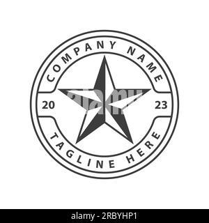 Rétro Vintage Western Country Texas Star badge Emblem Label Stamp logo Design Vector Illustration de Vecteur