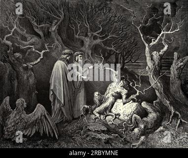 L'Inferno, Canto 13 de Gustave Dore Banque D'Images