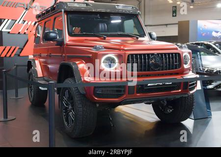 Barcelone, Espagne - 14 mai 2023 : Mercedes-AMG G G 63 exposée au salon automobile Barcelona 2023 à Barcelone, Espagne. Banque D'Images