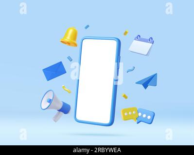 3d téléphone avec application de gestion d'entreprise. Illustration de Vecteur