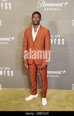 Malachi Kirby arrive pour une projection de la série Paramount+ Special Ops : Lioness à Londres. Date de la photo : mardi 11 juillet 2023. Banque D'Images