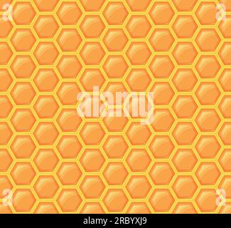 Fond de ruche jaune et orange. Nid d'abeille, motif de cellules de ruche d'abeilles. Formes de miel d'abeille. Symbole de texture sans couture géométrique vectorielle. Hexagonal, hexagonal, Illustration de Vecteur