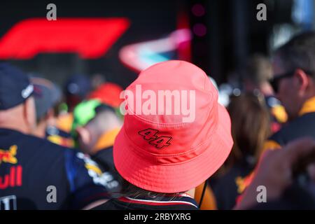 Un Lando Norris et une guerre un chapeau rose avec le numéro 44 du pilote Lewis Hamilton (GBR) de Mercedes-AMG Petronas F1 Team lors de la FORMULE 1 Banque D'Images