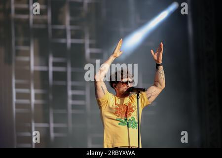 Tom Grennan, l'affiche et artiste chante et se produit en direct pour les fans du Grand prix après la course finale sur la Chrome main Stage pendant la FORMULE Banque D'Images