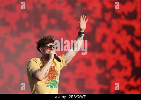 Tom Grennan, l'affiche et artiste chante et se produit en direct pour les fans du Grand prix après la course finale sur la Chrome main Stage pendant la FORMULE Banque D'Images